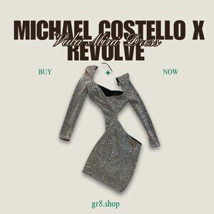 Michael Costello X Revolve Vula Mini Dress Silver Sequins Long Sleeve Cutout Bod